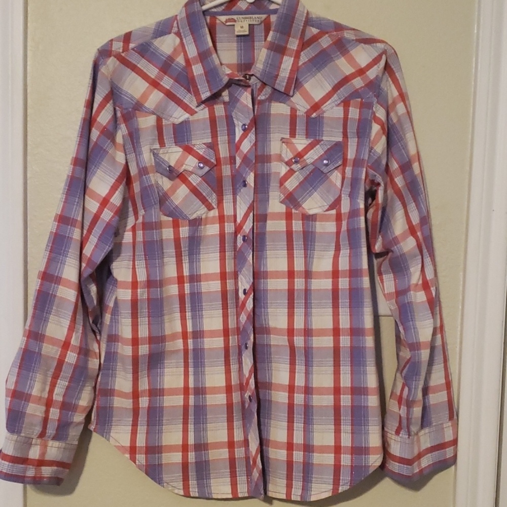 Plaid pearl snap